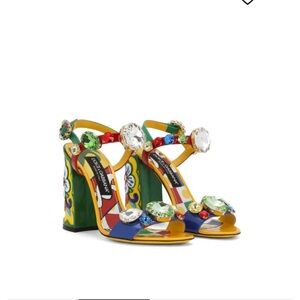 DOLCE AND GABBANA Crystal Rhinestone Embellished Rainbow shoes RARE
